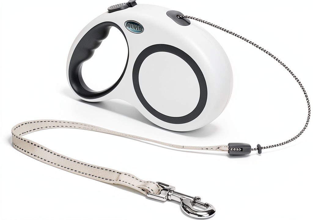 'GUDWING 30 FT White Retractable Dog Leash in use'