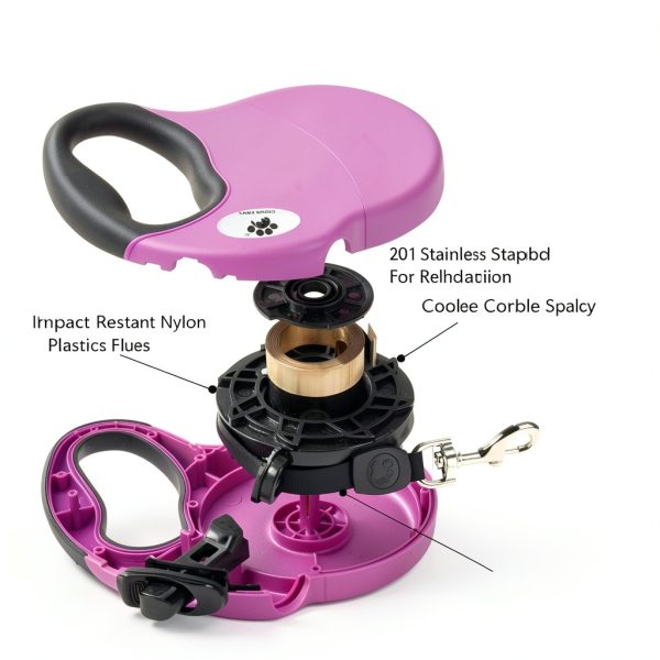 Retractable Dog Leash 16ft Nylon by Crown Paws with Soft Grip-2