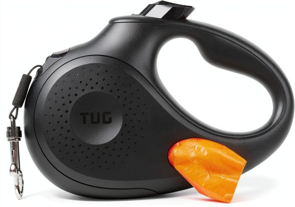 TUG Retractable Dog Leash Medium 16ft Black with Flashlight-0