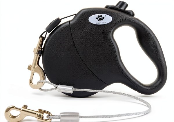 Retractable Dog Leash CROWN PAWS 16ft Chew Proof Steel Wire Big Breed-0