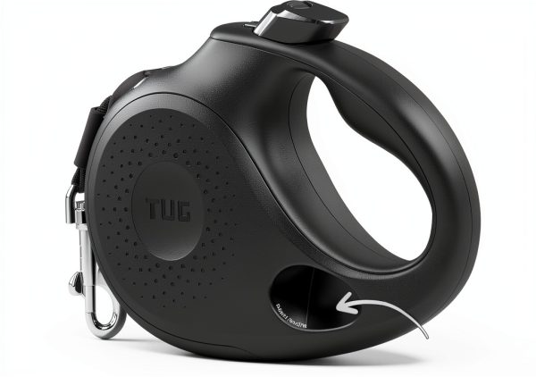 TUG Retractable Dog Leash Medium 16ft Black with Flashlight-1