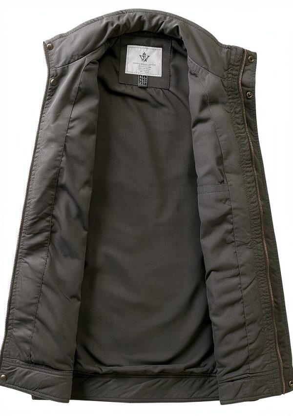 WenVen Men's Casual Washed Cotton Military Jacket in Army Green-2