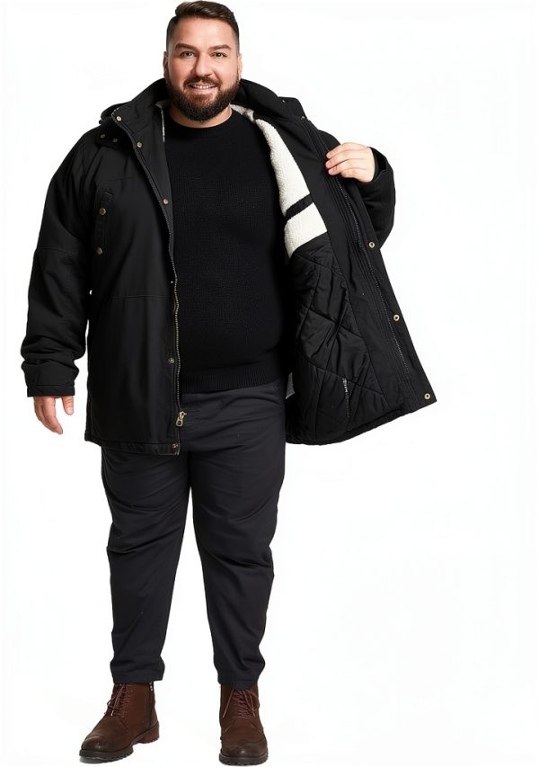 Men's Big & Tall Military Winter Parka Soularge Black-4