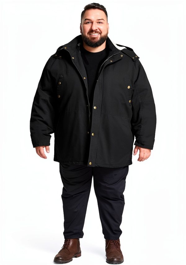 Men's Big & Tall Military Winter Parka Soularge Black-3