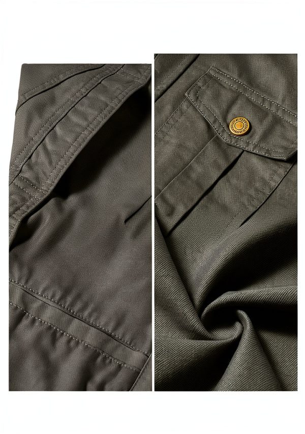 WenVen Men's Casual Washed Cotton Military Jacket in Army Green-5